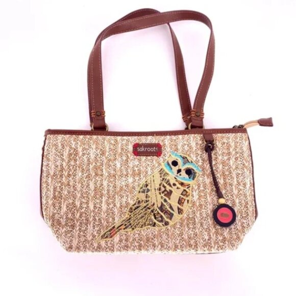 Sakroots Peace Owl Women's Small Straw Satchel Bag - OS - Picture 1 of 5